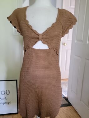 Promesa Size Small Women’s Tan Knit Cutout Dress
